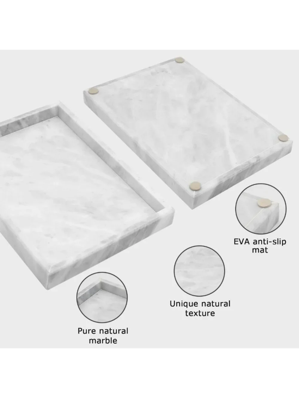 Natural Marble Bathroom Tray | Elegant Vanity Organizer | Stylish Home Decor
